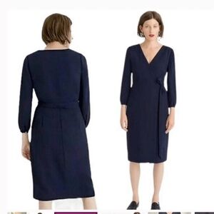 Jcrew navy crepe true wrap dress 00p